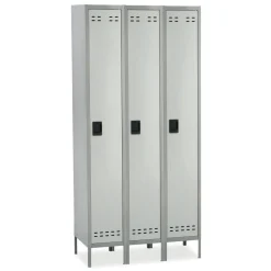 Safco Single-Tier Two-Tone 3-Column Locker With Legs, 78"H x 54"W x 12"D, Gray