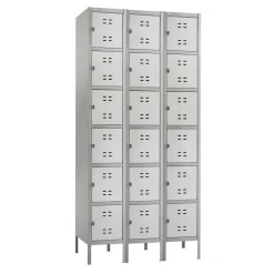 Safco Six-Tier Two-Tone 3-Column Locker With Legs, 78"H x 36"W x 18"D, Gray