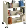 Safco Steel Double-Sided Book Cart, Metal, 6 Shelves, 300 lb Capacity, 36" x 18.5" x 43.5", Sand