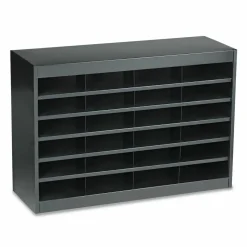 Safco Steel/Fiberboard E-Z Stor Sorter, 24 Compartments, 37.5 x 12.75 x 25.75, Black