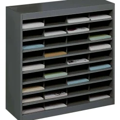 Safco Steel/Fiberboard E-Z Stor Sorter, 36 Compartments, 37.5 x 12.75 x 36.5, Black
