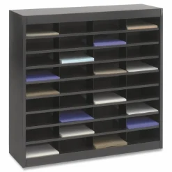 Safco Steel/Fiberboard E-Z Stor Sorter, 36 Compartments, 37.5 x 12.75 x 36.5, Black