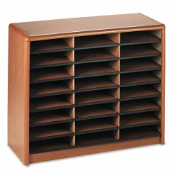 Safco Steel/Fiberboard Literature Sorter, 24 Compartments, 32.25 x 13.5 x 25.75, Oak