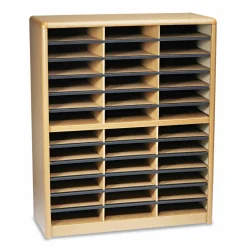 Safco Steel/Fiberboard Literature Sorter, 36 Compartments, 32.25 x 13.5 x 38, Oak