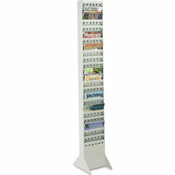 Safco Steel Magazine Rack, 23 Compartments, 10w x 4d x 65.5h, Gray