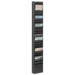 Safco Steel Magazine Rack, 23 Pockets, 65 1/2"H x 10"W x 4"D, Black