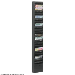 Safco Steel Magazine Rack, 23 Pockets, 65 1/2"H x 10"W x 4"D, Black