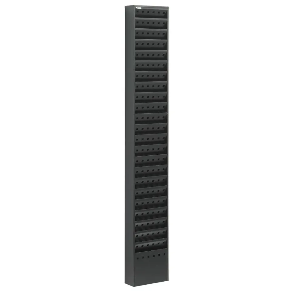 Safco Steel Magazine Rack, 23 Pockets, 65 1/2"H x 10"W x 4"D, Black