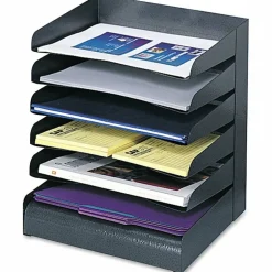 Safco Steel Six-Shelf Desk Tray Sorter, Six Sections, Letter Size Files, 12 x 9.5 x 13.5, Black