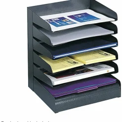 Safco Steel Six-Shelf Desk Tray Sorter, Six Sections, Letter Size Files, 12 x 9.5 x 13.5, Black