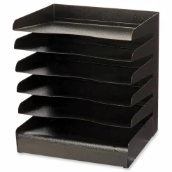 Safco Steel Six-Shelf Desk Tray Sorter, Six Sections, Letter Size Files, 12 x 9.5 x 13.5, Black