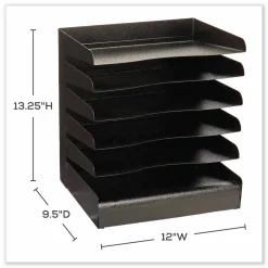 Safco Steel Six-Shelf Desk Tray Sorter, Six Sections, Letter Size Files, 12 x 9.5 x 13.5, Black