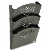 Safco Steel Triple-Tray Letter-Size Wall Pocket, 17 1/4"H x 12"W x 3 1/4"D, Black