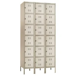 Safco Storage Lockers, 6-Box, Bank Of 3 Lockers, Tan
