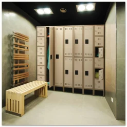 Safco Storage Lockers, Double-Tier, Bank Of 3, Tan