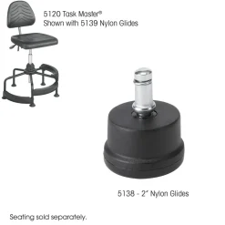 Safco Task Master Nylon Glides, Grip Ring Stem, 2" x 1.38" Glide, Black, 5/Set