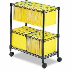 Safco 2-Tier Rolling File Cart, Black