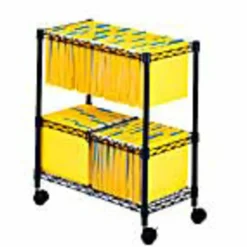 Safco 2-Tier Rolling File Cart, Black