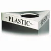 Safco Triangular Lid for Trifecta Receptacle, Laser Cut "PLASTIC" Inscription, 20w x 20d x 3h, Stainless Steel