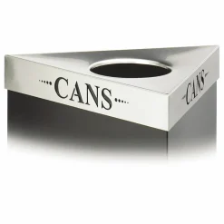 Safco Trifecta Waste Receptacle Lid, Laser Cut "CANS" Inscription, Stainless Steel