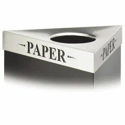 Safco Trifecta Waste Receptacle Lid, Laser Cut "PAPER" Inscription, Stainless Steel