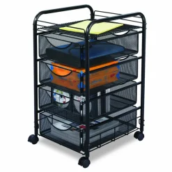 Safco Tubular Steel Frame Mobile File Cart, 27"H x 15 3/4"W x 17"D, Black