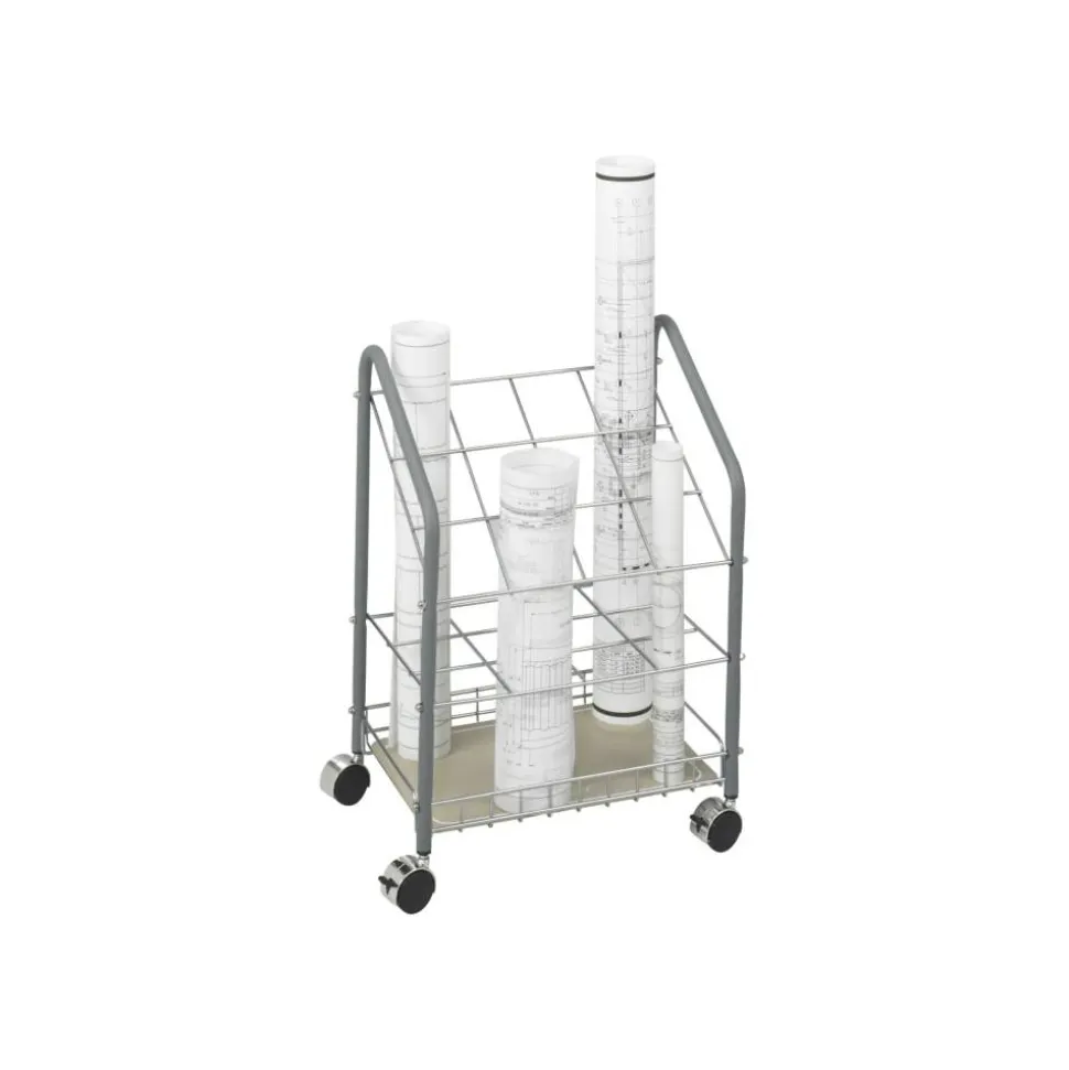 Safco Tubular Steel Wire Roll File, 12 Compartments, 3 3/4", Light Gray