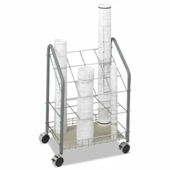 Safco Tubular Steel Wire Roll File, 12 Compartments, 3 3/4", Light Gray