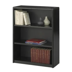 Safco Value Mate Series Metal Bookcase, Three-Shelf, 31.75w x 13.5d x 41h, Black
