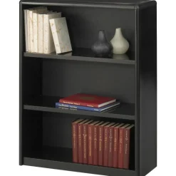 Safco Value Mate Series Metal Bookcase, Three-Shelf, 31.75w x 13.5d x 41h, Black
