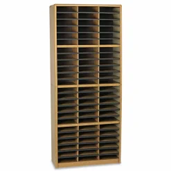 Safco Value Sorter Steel Corrugated Literature Organizer, 72 Compartments, Medium Oak