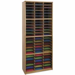 Safco Value Sorter Steel Corrugated Literature Organizer, 72 Compartments, Medium Oak