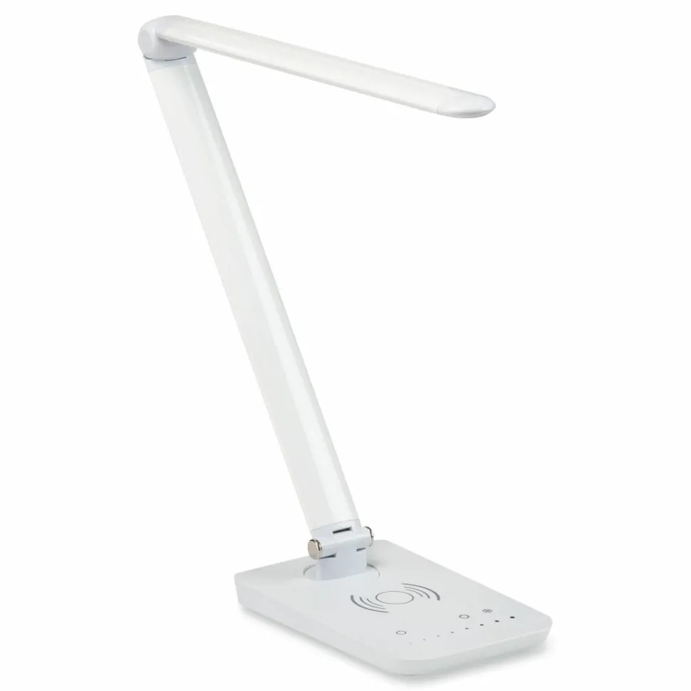 Safco Vamp LED Wireless Charging Lamp, Multi-pivot Neck, 16.75" High, White