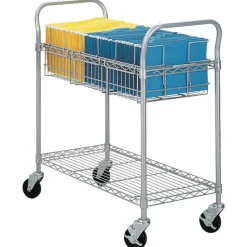 Safco Wire Mail Cart, 38 1/2"H x 21"W x 42"D, Metallic Gray
