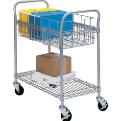 Safco Wire Mail Cart, 38 1/2"H x 26 3/4"W x 18 3/4"D, Metallic Gray