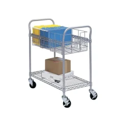 Safco Wire Mail Cart, 38 1/2"H x 26 3/4"W x 18 3/4"D, Metallic Gray