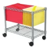 Safco Wire Mobile File, Metal, 1 Shelf, 2 Bins, 14" x 24" x 20.5", Metallic Gray