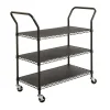 Safco Wire Utility Cart, 3 Shelves, 40 1/2"H x 43 3/4"W x 19 1/4"D, Black