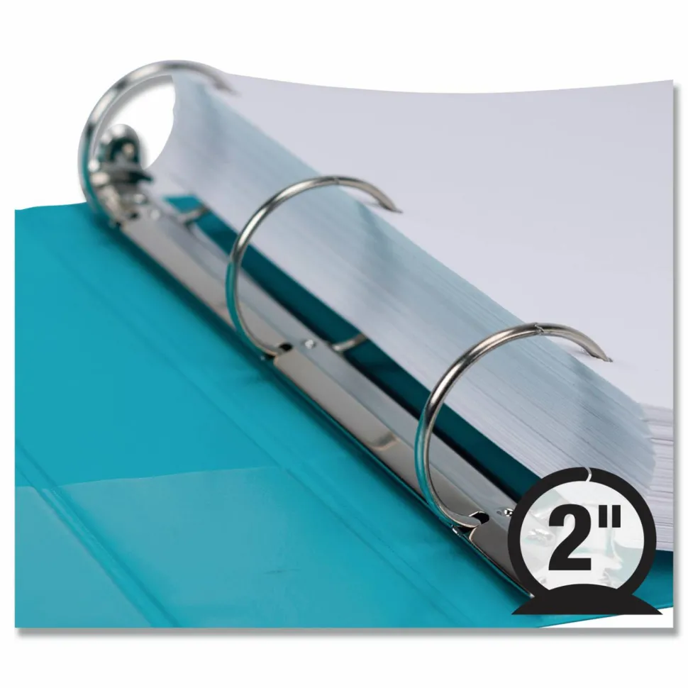 Samsill Fashion Color Presentation View 3-Ring Binder, 2" Round Rings, Turquoise, Pack Of 2