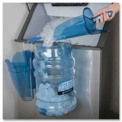 San Jamar Saf-T-Scoop and Guardian System for Ice Machines, 64 oz to 86 oz Ice Scoop, Transparent Blue