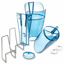 San Jamar Saf-T-Scoop and Guardian System for Ice Machines, 64 oz to 86 oz Ice Scoop, Transparent Blue