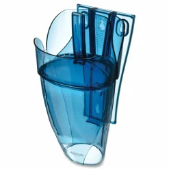 San Jamar Saf-T-Scoop and Guardian System for Ice Machines, 64 oz to 86 oz Ice Scoop, Transparent Blue
