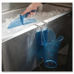 San Jamar Saf-T-Scoop and Guardian System for Ice Machines, 6 oz to 10 oz Ice Scoop, Transparent Blue