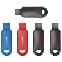 SanDisk Cruzer Snap USB 2.0 Flash Drives, Pack of 5, 32GB, Black, Red, Blue