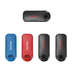 SanDisk Cruzer Snap USB 2.0 Flash Drives, Pack of 5, 32GB, Black, Red, Blue