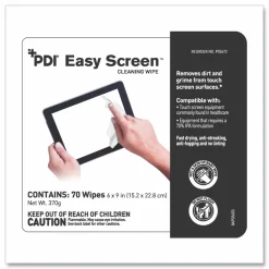Sani Professional PDI Easy Screen Cleaning Wipes, 1-Ply, 9 x 6, Unscented, White, 70/Pack