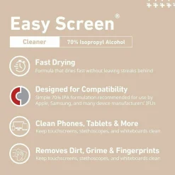 Sani Professional PDI Easy Screen Cleaning Wipes, 1-Ply, 9 x 6, Unscented, White, 70/Pack