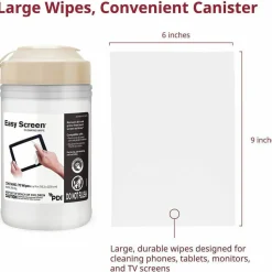 Sani Professional PDI Easy Screen Cleaning Wipes, 1-Ply, 9 x 6, Unscented, White, 70/Pack