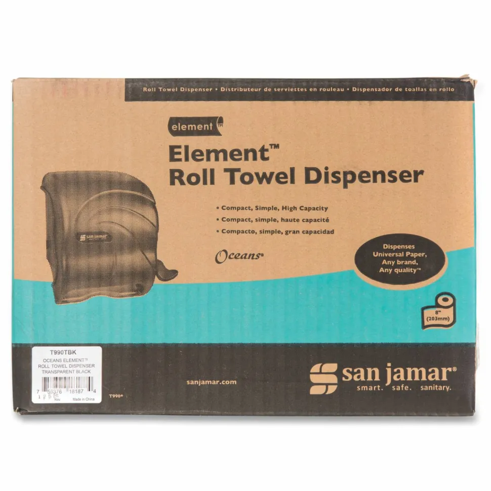 San Jamar Element Lever Roll Towel Dispenser, Oceans, 12.5 x 8.5 x 12.75, Black Pearl