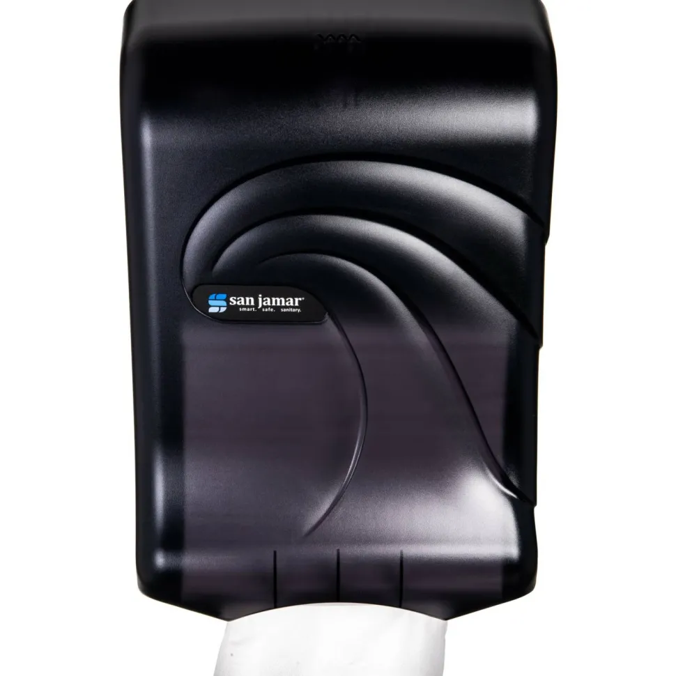 San Jamar Large Capacity Ultrafold Multifold/C-Fold Towel Dispenser, Oceans, 11.75 x 6.25 x 18, Transparent Black Pearl